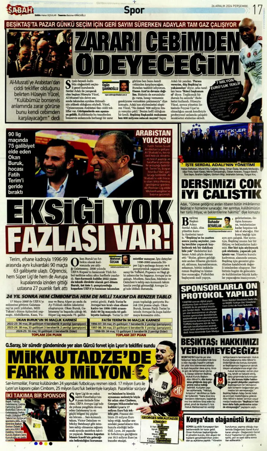 "Aslan'dan dev harekat" (26 Aralık 2024 spor manşetleri) 18