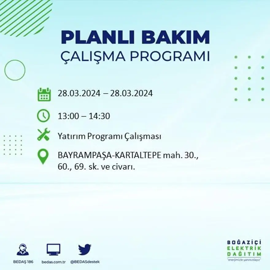 İstanbul'un 19 ilçesinde elektrik kesintisi: Elektrikler ne zaman gelecek? (28 Mart tarihli BEDAŞ kesinti programı) 13