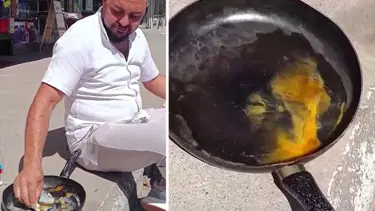 40 derece sıcaklıkta asfaltta yumurta kırıp yedi