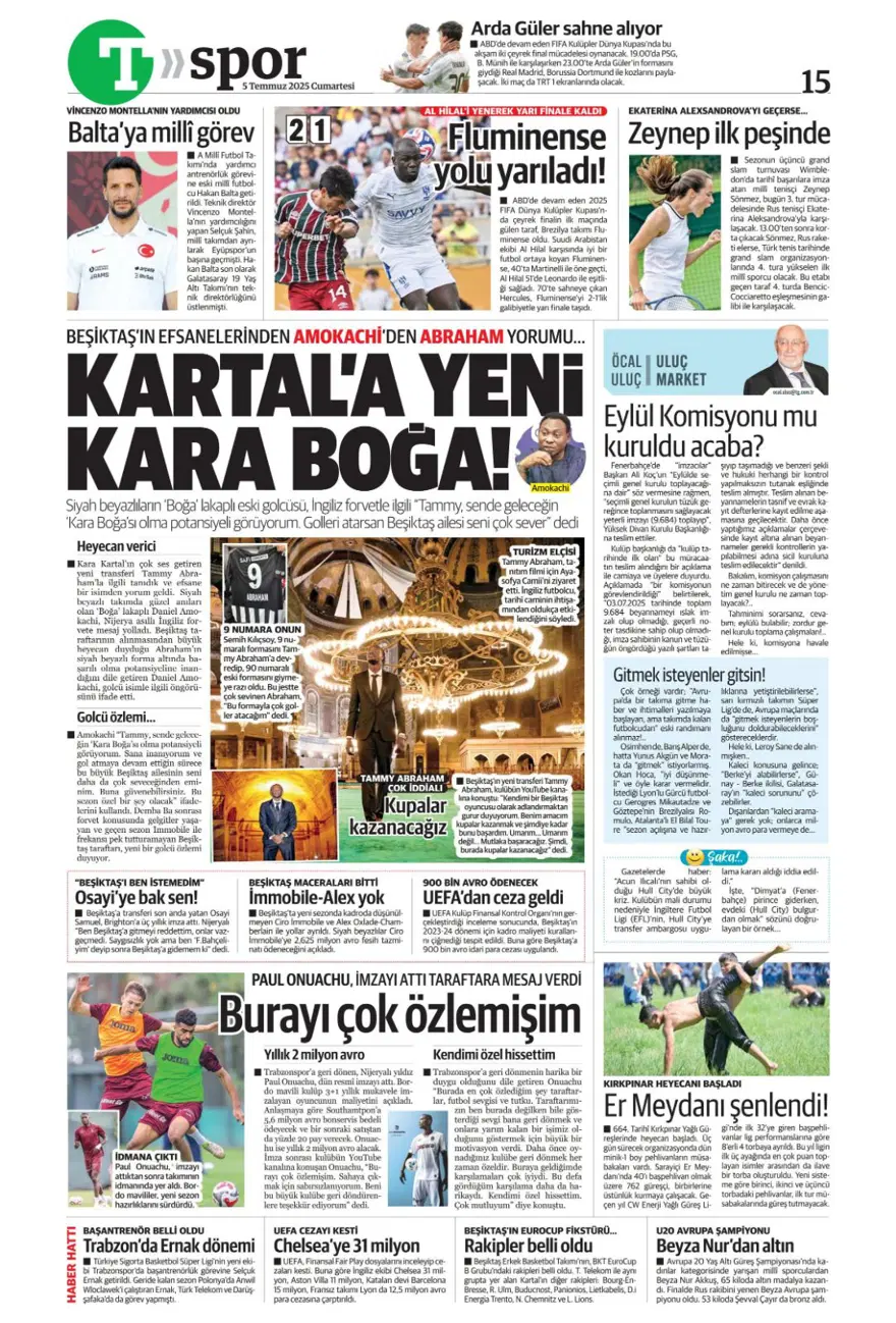"Yine yeniden Mikautadze" (5 Temmuz 2025 spor manşetleri) 17