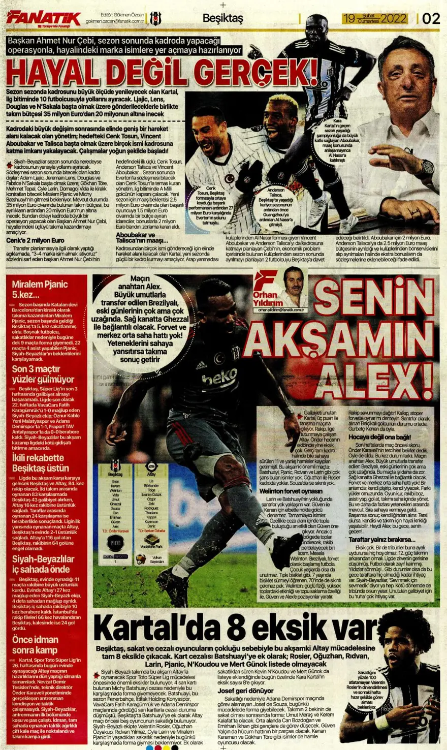 Günün spor manşetleri (19 Şubat 2022) 2