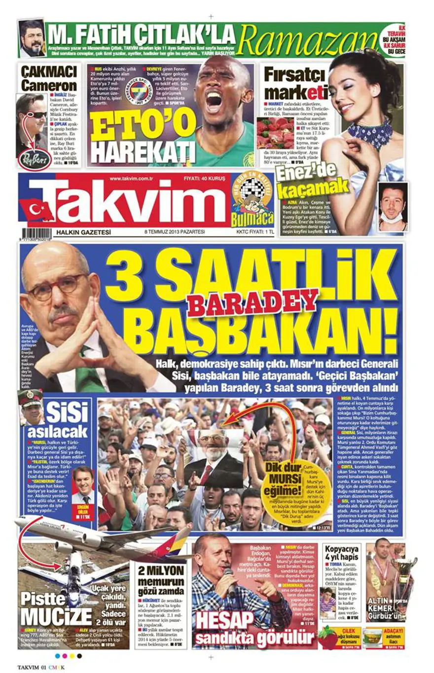 8 Temmuz 2013 gazete manşetleri 15
