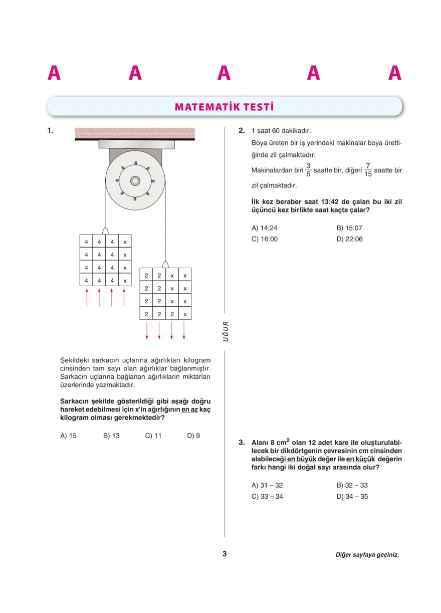 Uğur Okulları LGS deneme sınavı (Sayısal bölüm) 2