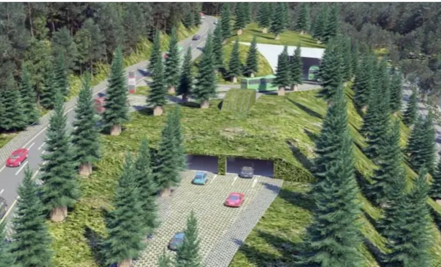 Ayder Yaylası'nda dağın içerisine çevreci otopark 2