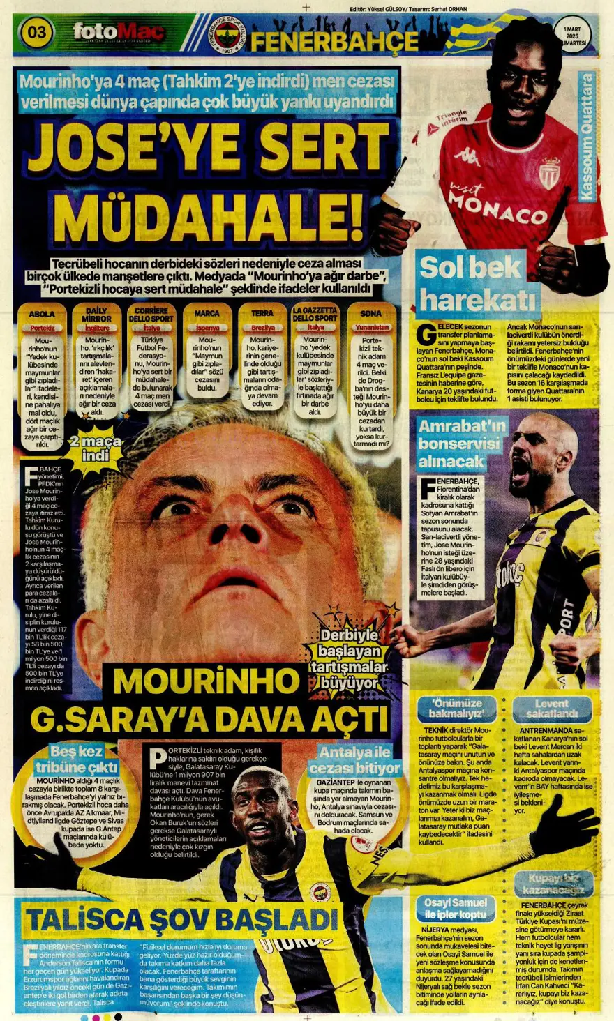 "Galatasaray Brezilyalı kaleciyle anlaştı" (1 Mart 2025 spor manşetleri) 14