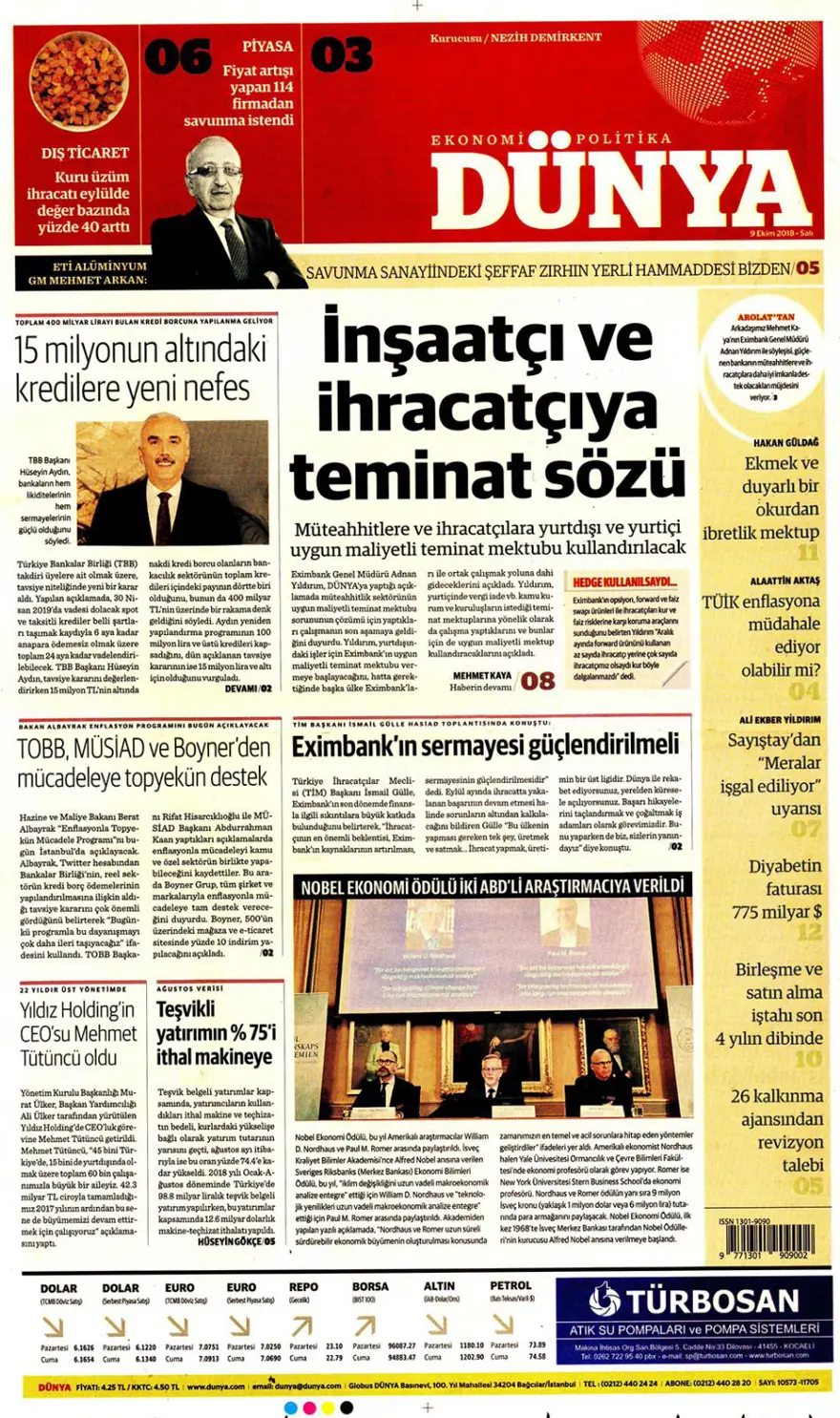 Günün gazete manşetleri - 9 Ekim 2018 12