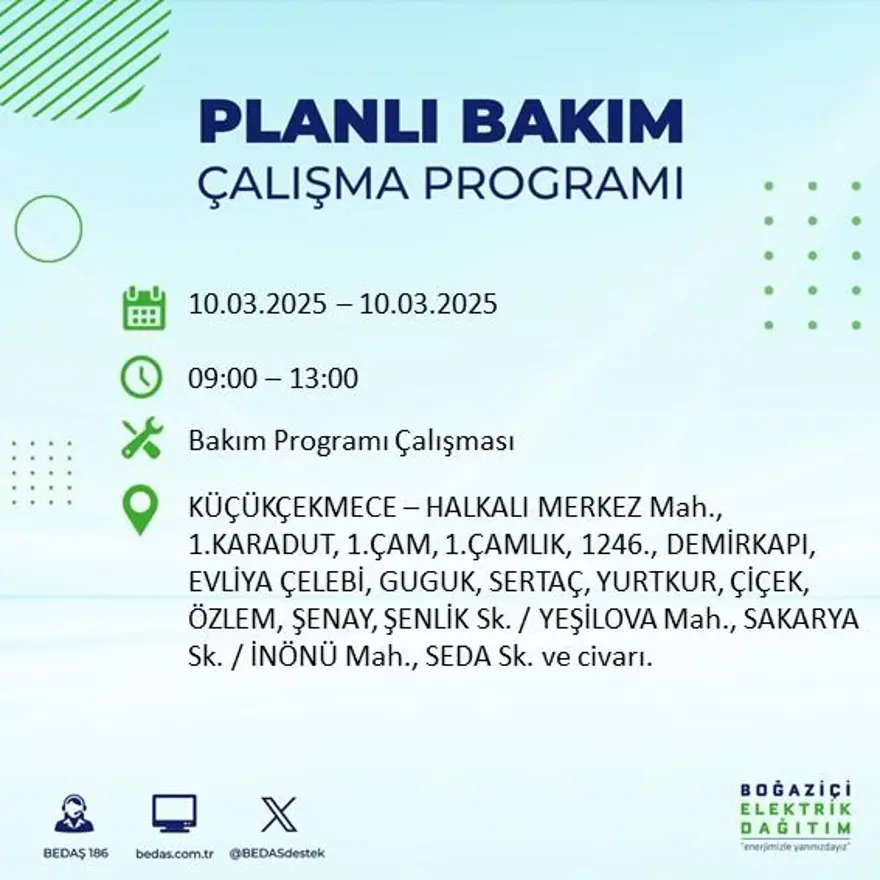 İstanbul'un 22 ilçesinde yarın elektrik kesintisi yaşanacak: Elektrikler ne zaman gelecek? (10 Mart BEDAŞ planlı kesinti programı) 54