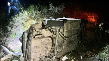 Kontrolden çıkan araç şarampole yuvarlandı