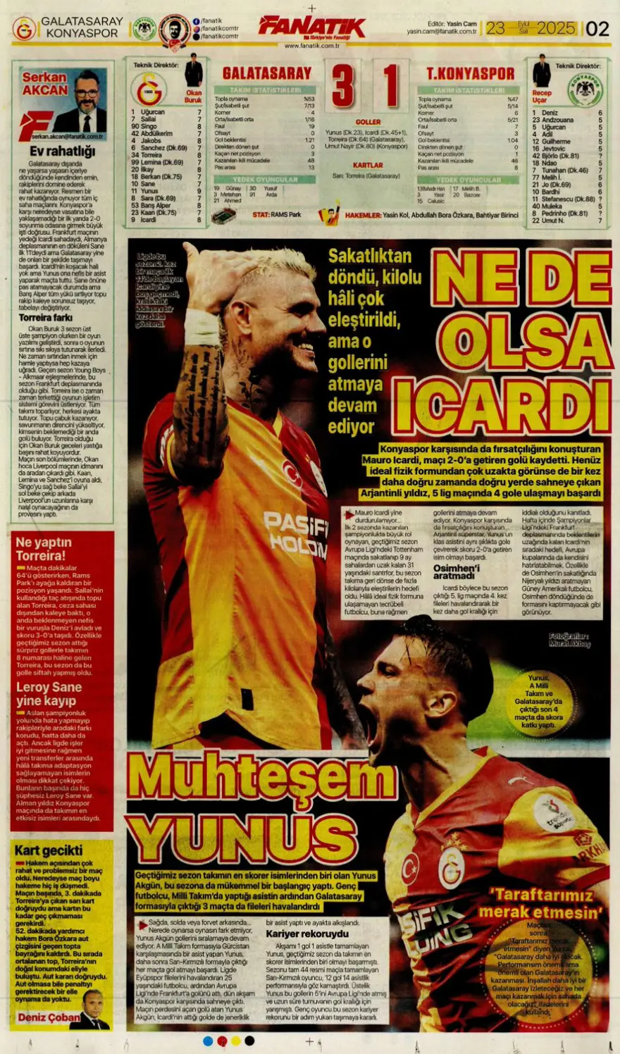 "Süper Lig'in Aslan'ı" (23 Eylül spor manşetleri) 1
