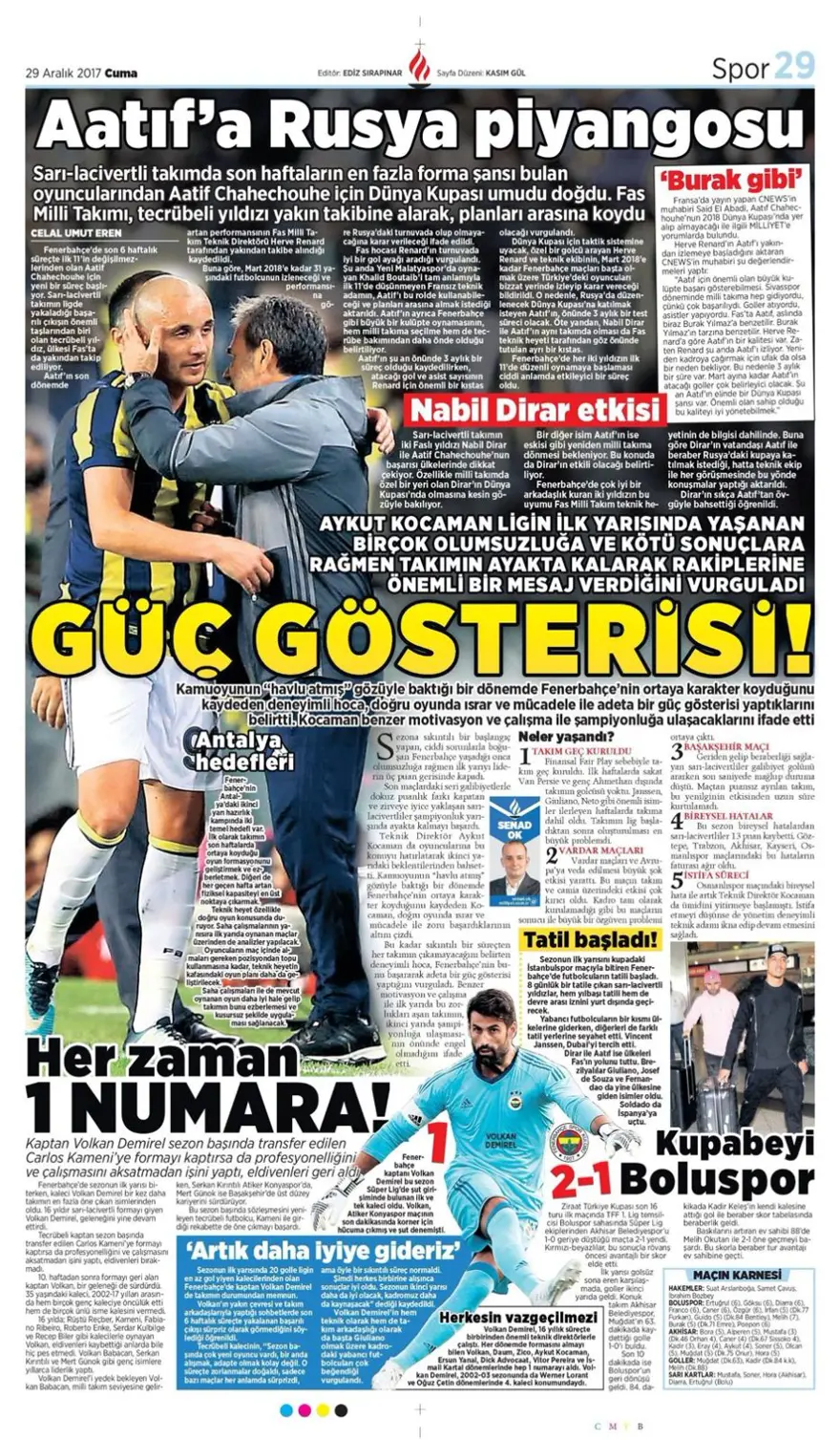 Günün spor gazeteleri (29 Aralık 2017) 12
