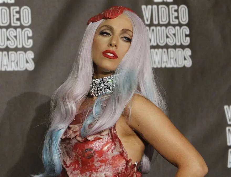 Lady Gaga'nın etten elbisesi! 3
