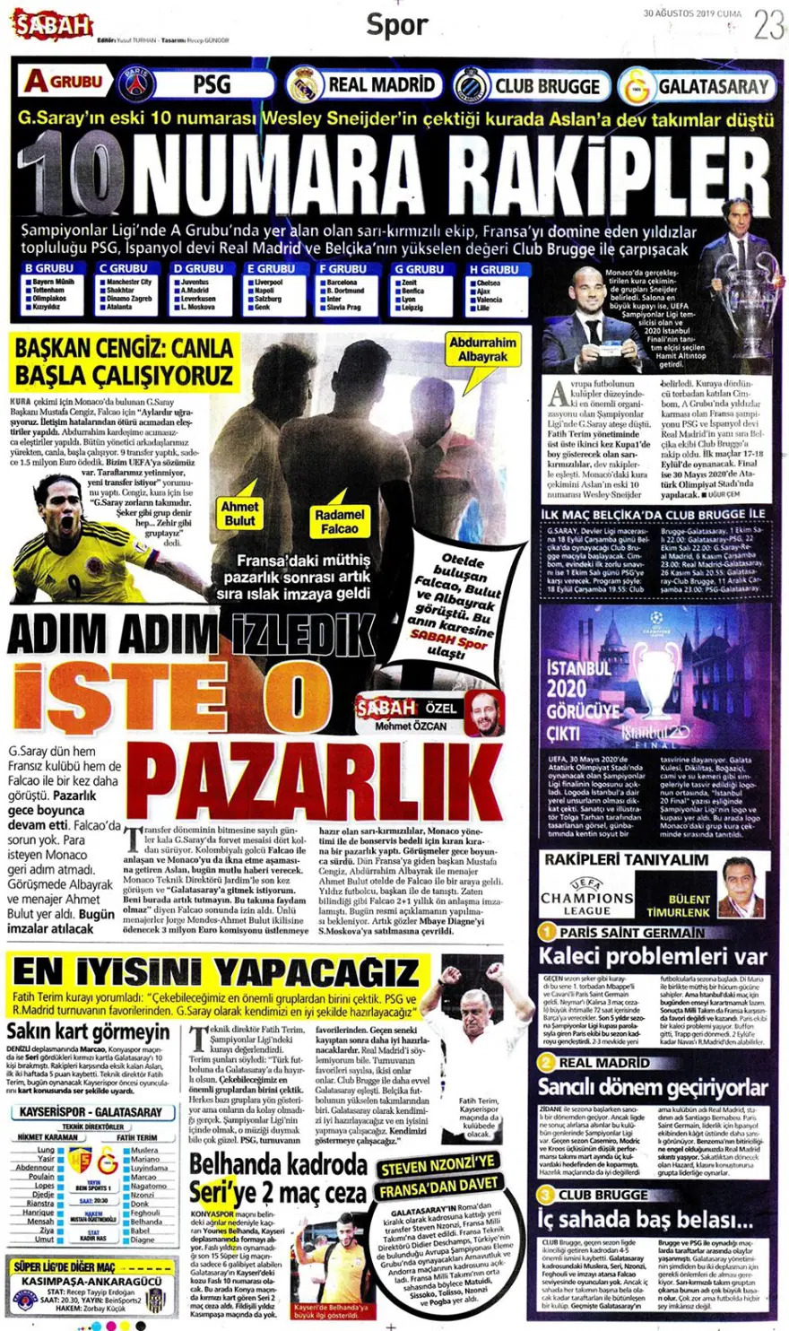 Günün spor manşetleri (30 Ağustos 2019) 11