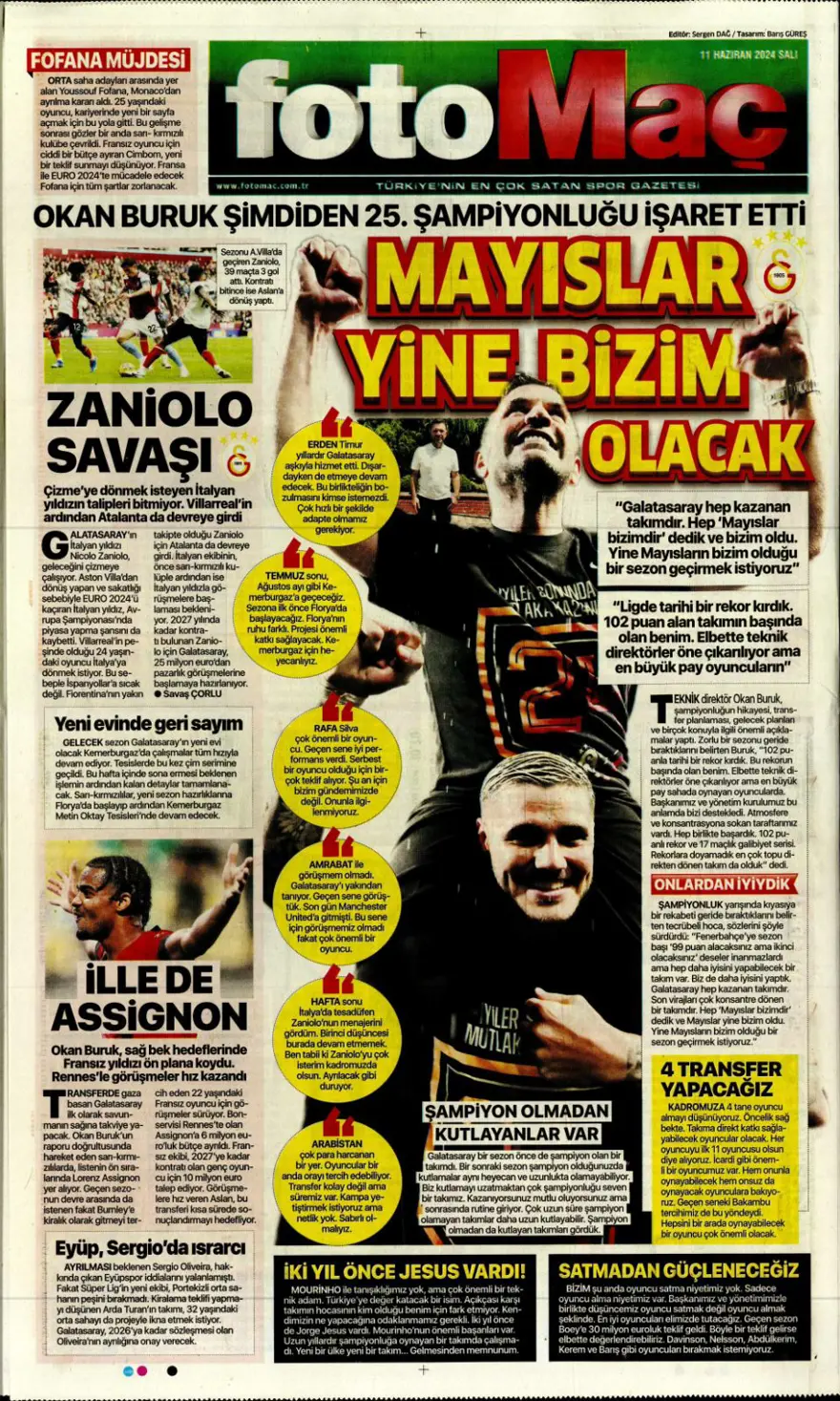 "Fenerbahçe'den Mane bombası" (11 Haziran 2024 spor manşetleri) 5