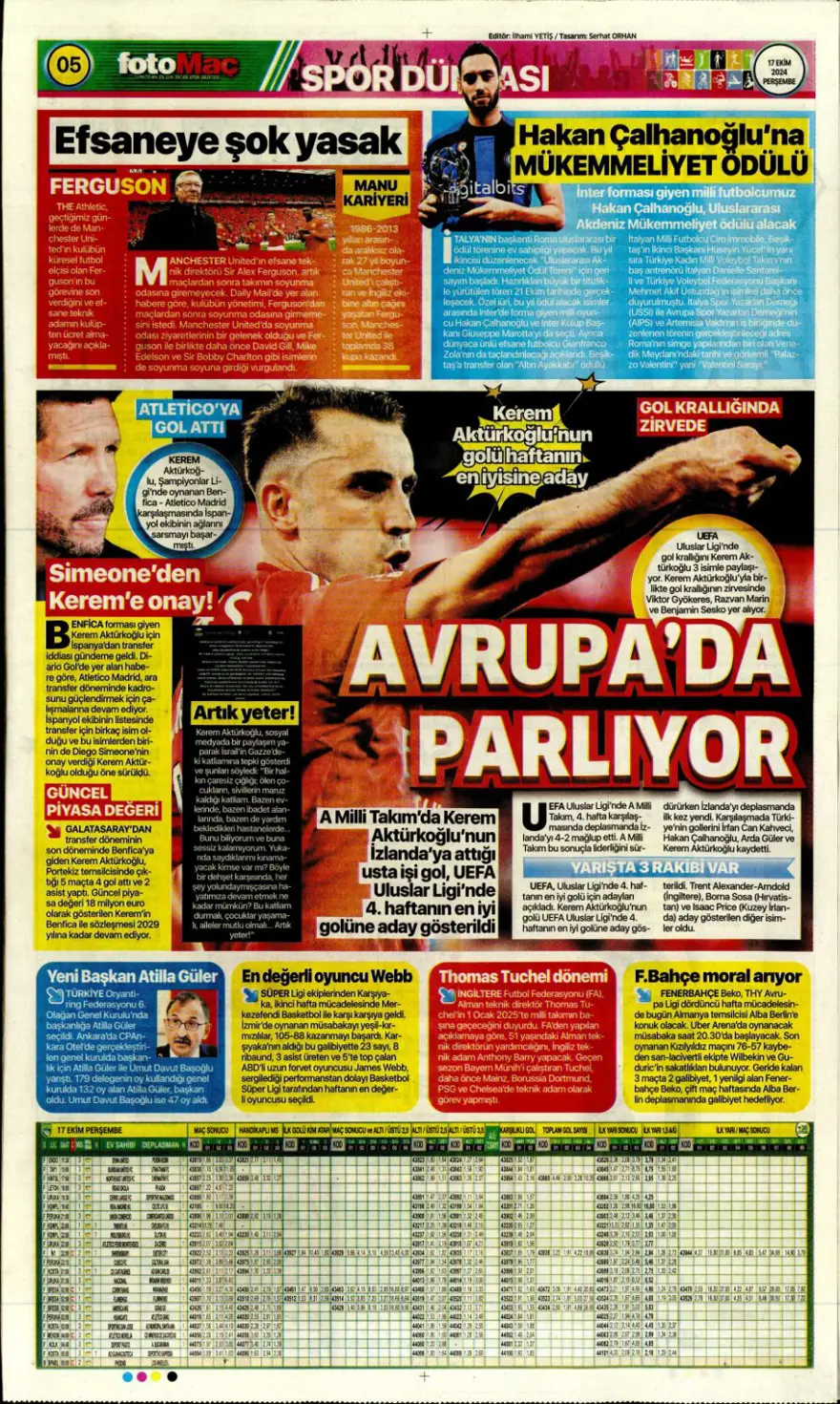 “İtalyan orta saha Fener'e” (17 Ekim 2024 spor manşetleri) 4