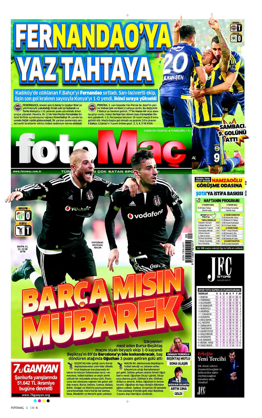 Günün gazete manşetleri - 9 Kasım 2015 21