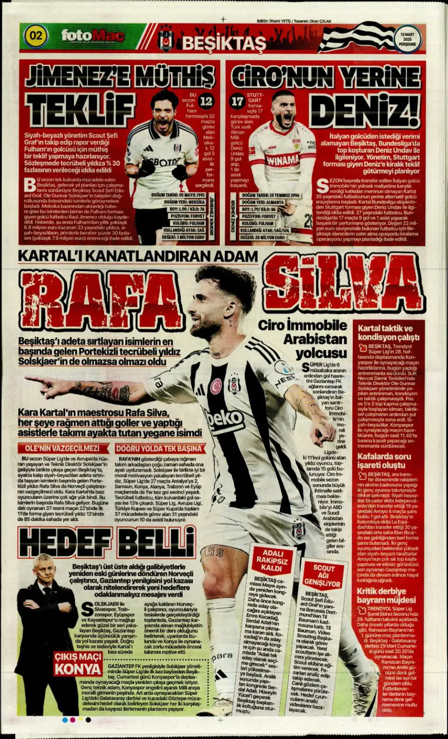 "Haydi Fener turla gel" (13 Mart 2025 spor manşetleri) 12