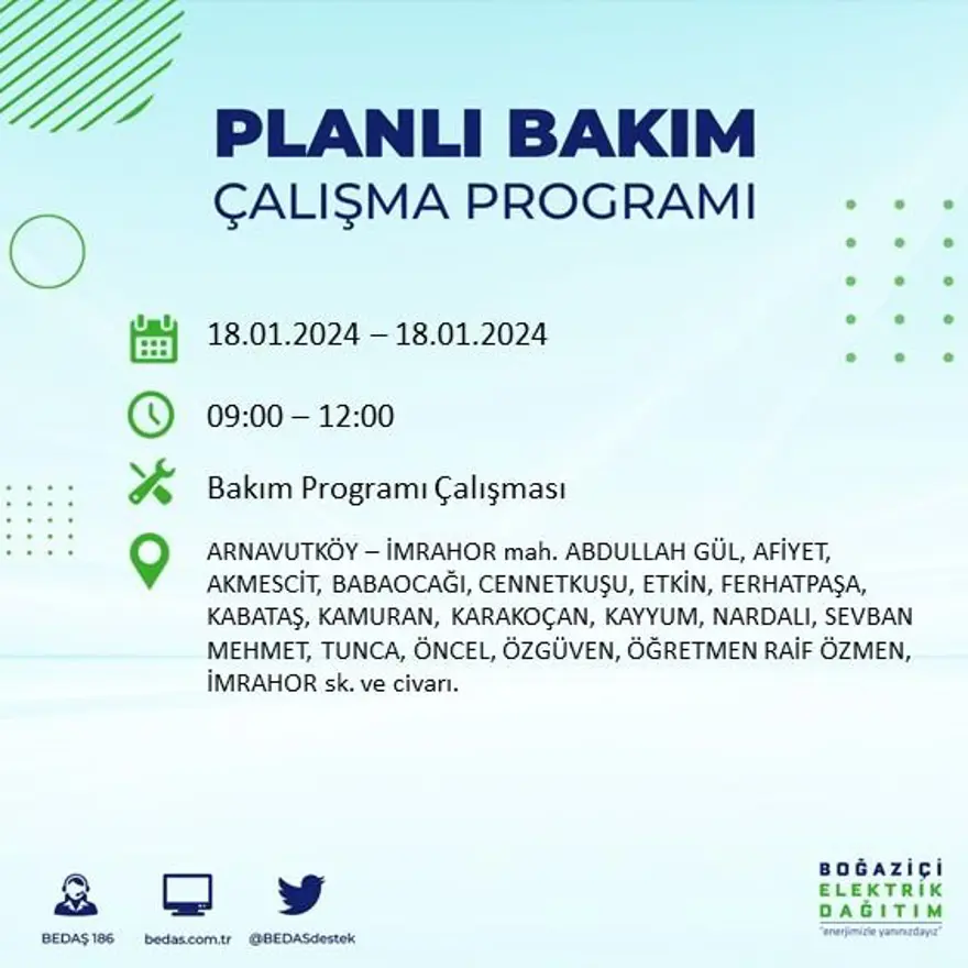 İstanbul'un 17 ilçesinde elektrik kesintisi yaşanacak: Elektrikler ne zaman gelecek? (18 Ocak BEDAŞ kesinti programı) 5