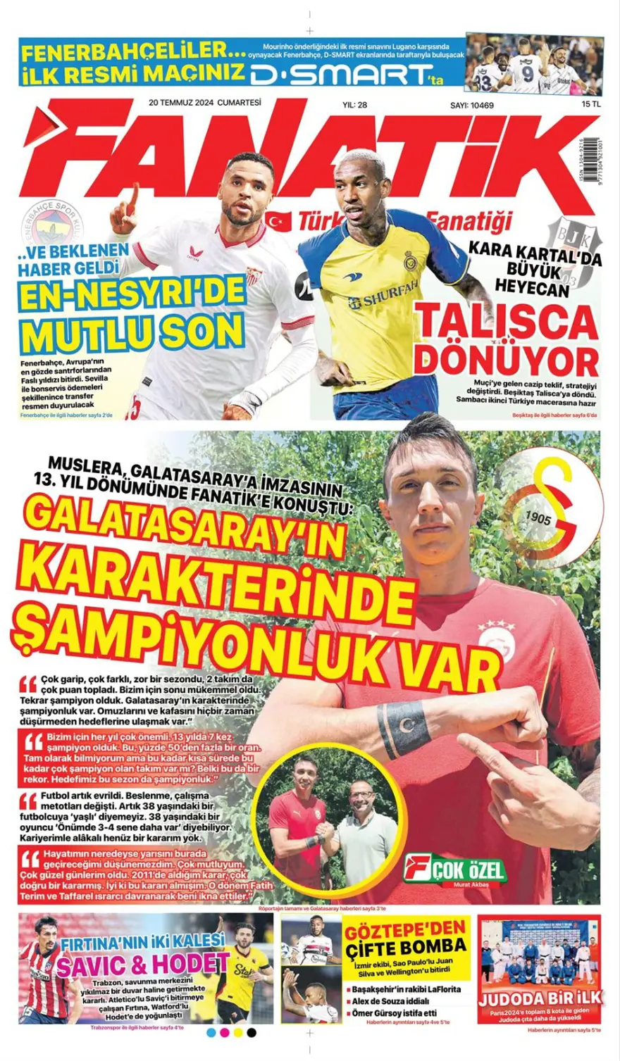 "Montella kalıyor yabancı kuralı değişiyor" (20 Temmuz 2024 spor manşetleri) 20 "Montella kalıyor yabancı kuralı değişiyor" (20 Temmuz 2024 spor manşetleri) 20