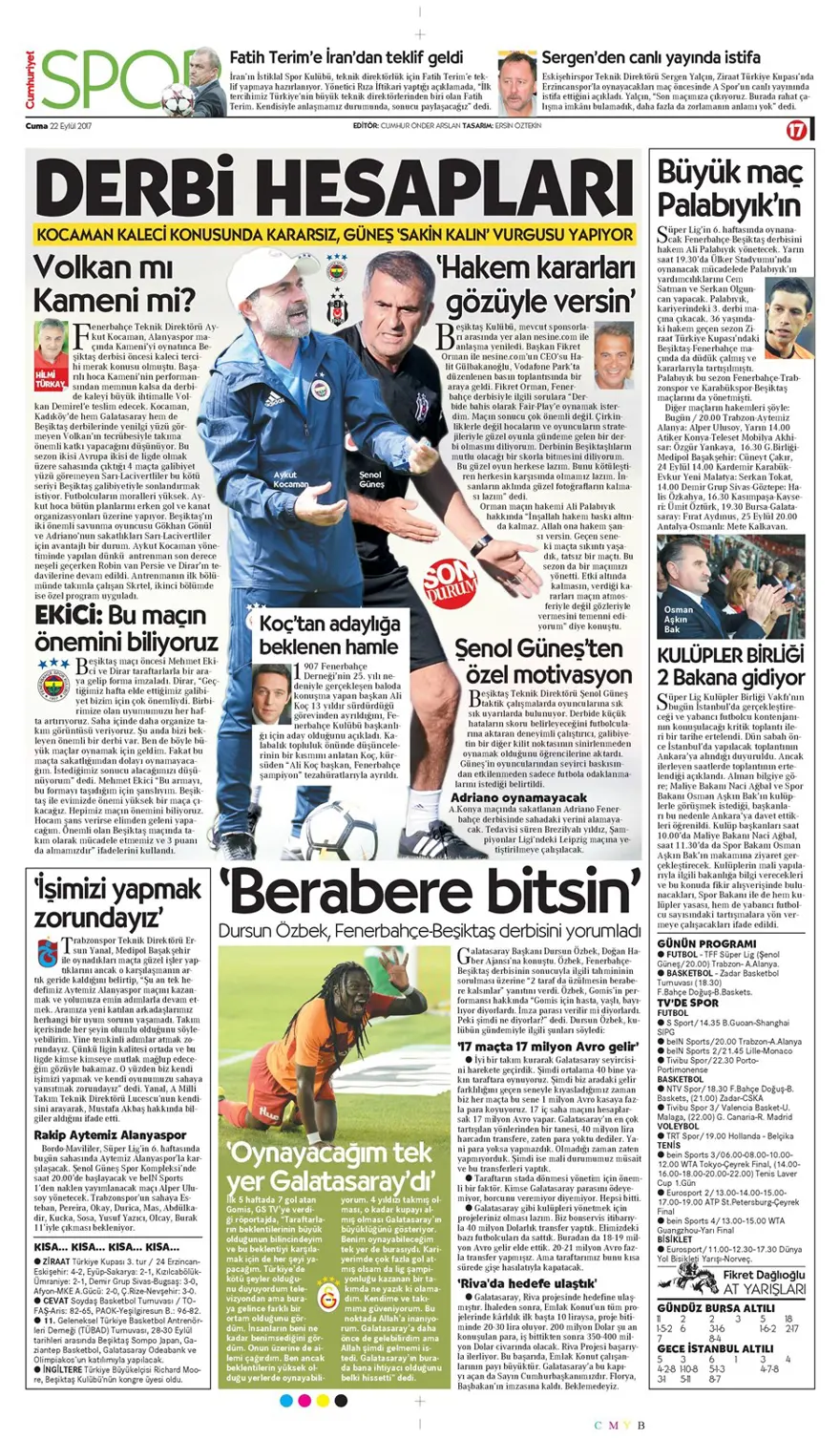 Günün spor gazeteleri (22 Eylül 2017) 8