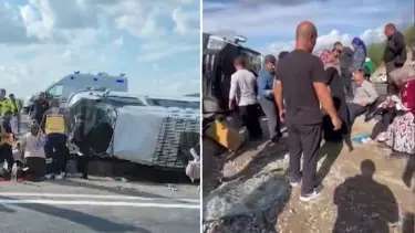 Yolcu otobüsü refüje devrildi: Çok sayıda yaralı