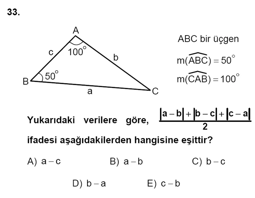 YGS Matematik soruları ve yanıtları 32
