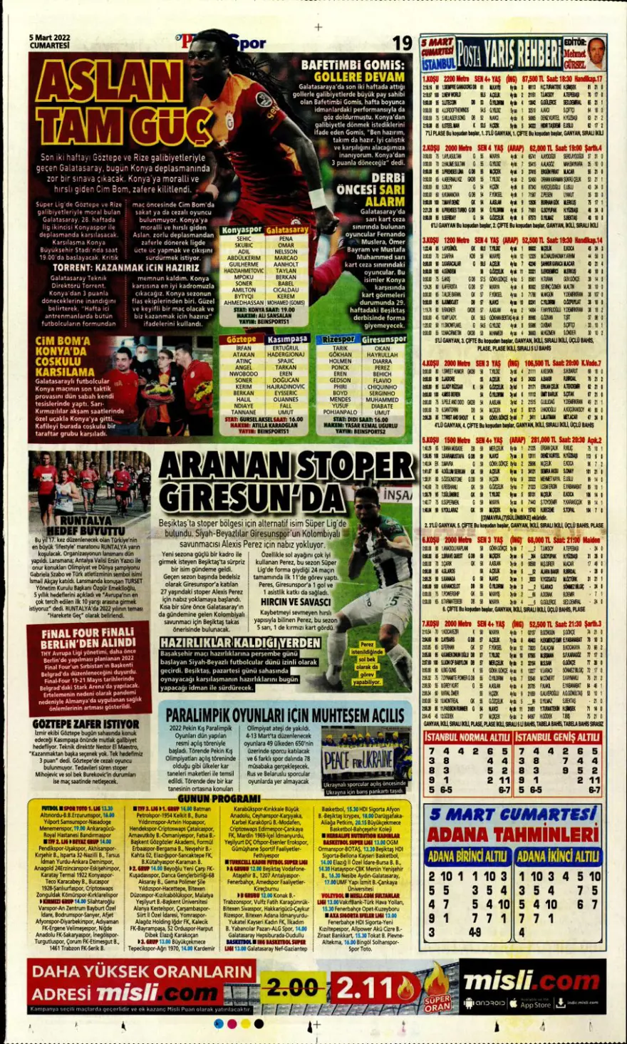 Günün spor manşetleri (5 Mart 2022) 12