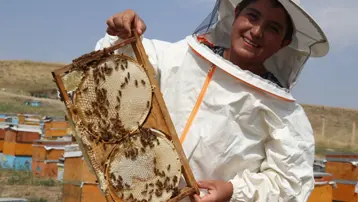 16 yaşındaki Ali Samet, telefonla oynamak yerine arıcılığı öğreniyor