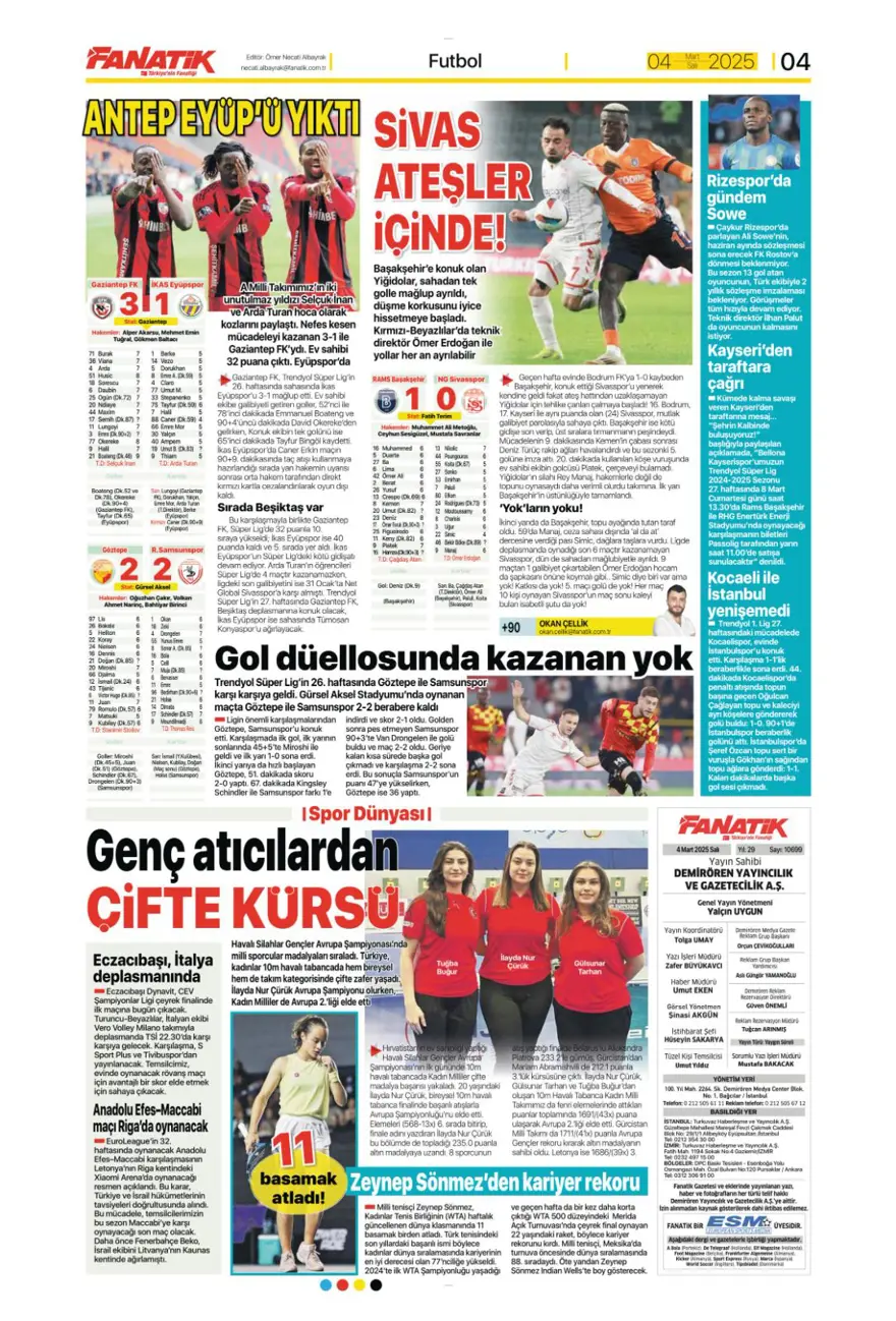 "Hedefte Buruk var" (4 Mart 2025 spor manşetleri) 21