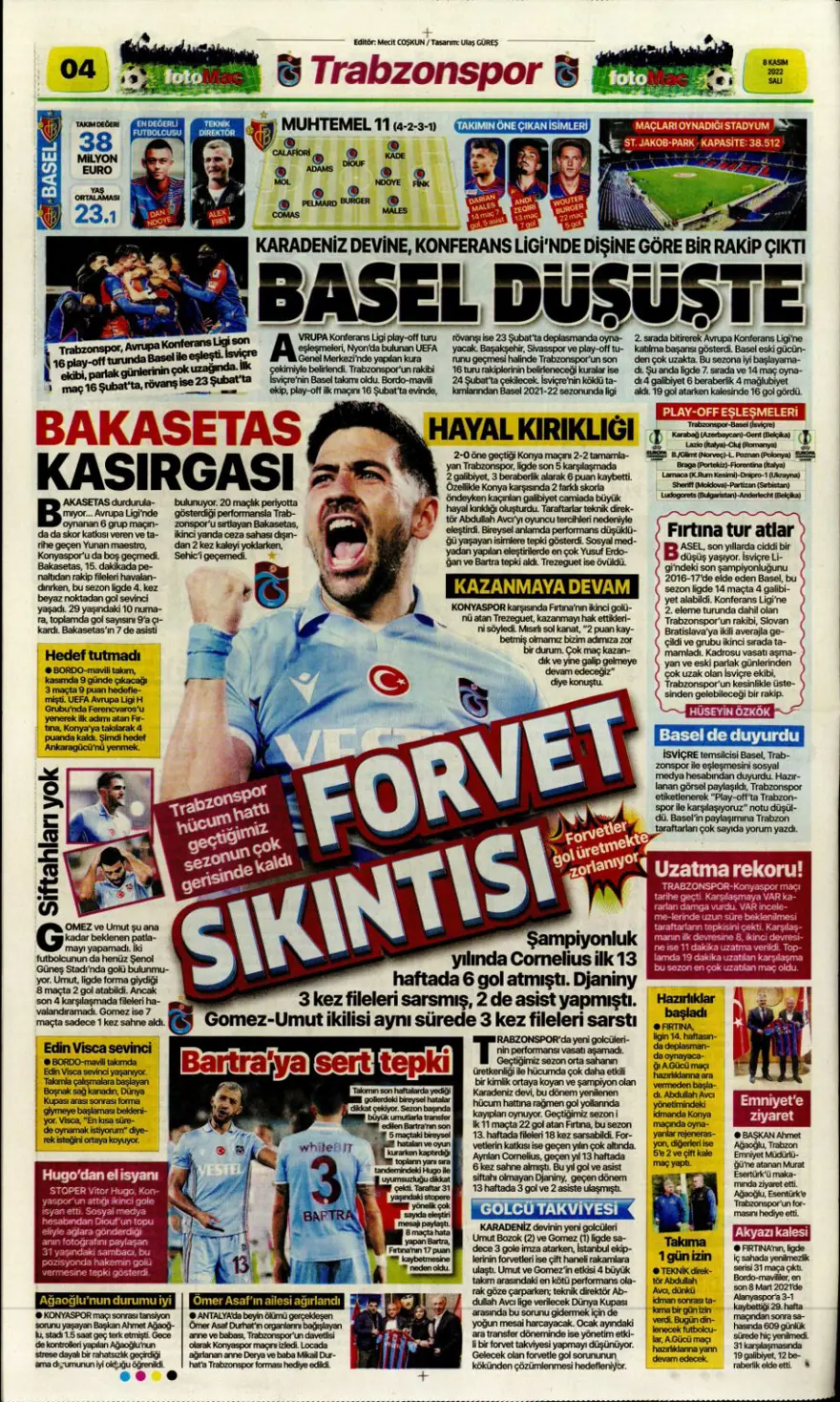Günün spor manşetleri (8 Kasım 2022) 5