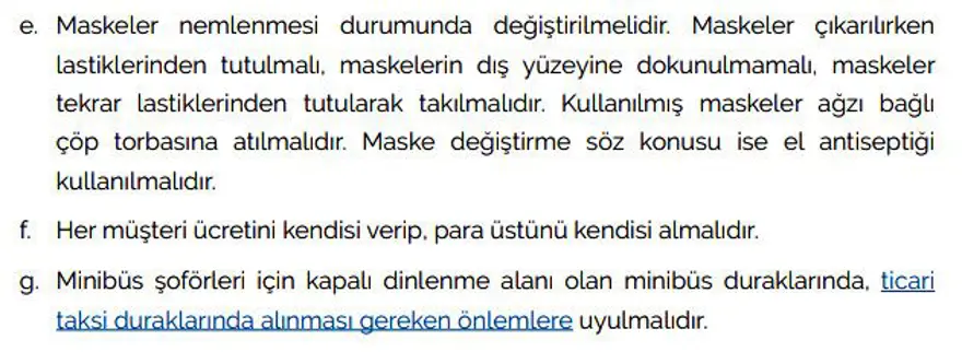 Covid-19 kapsamında minibüsler ile ilgili alınması gereken önlemler 1