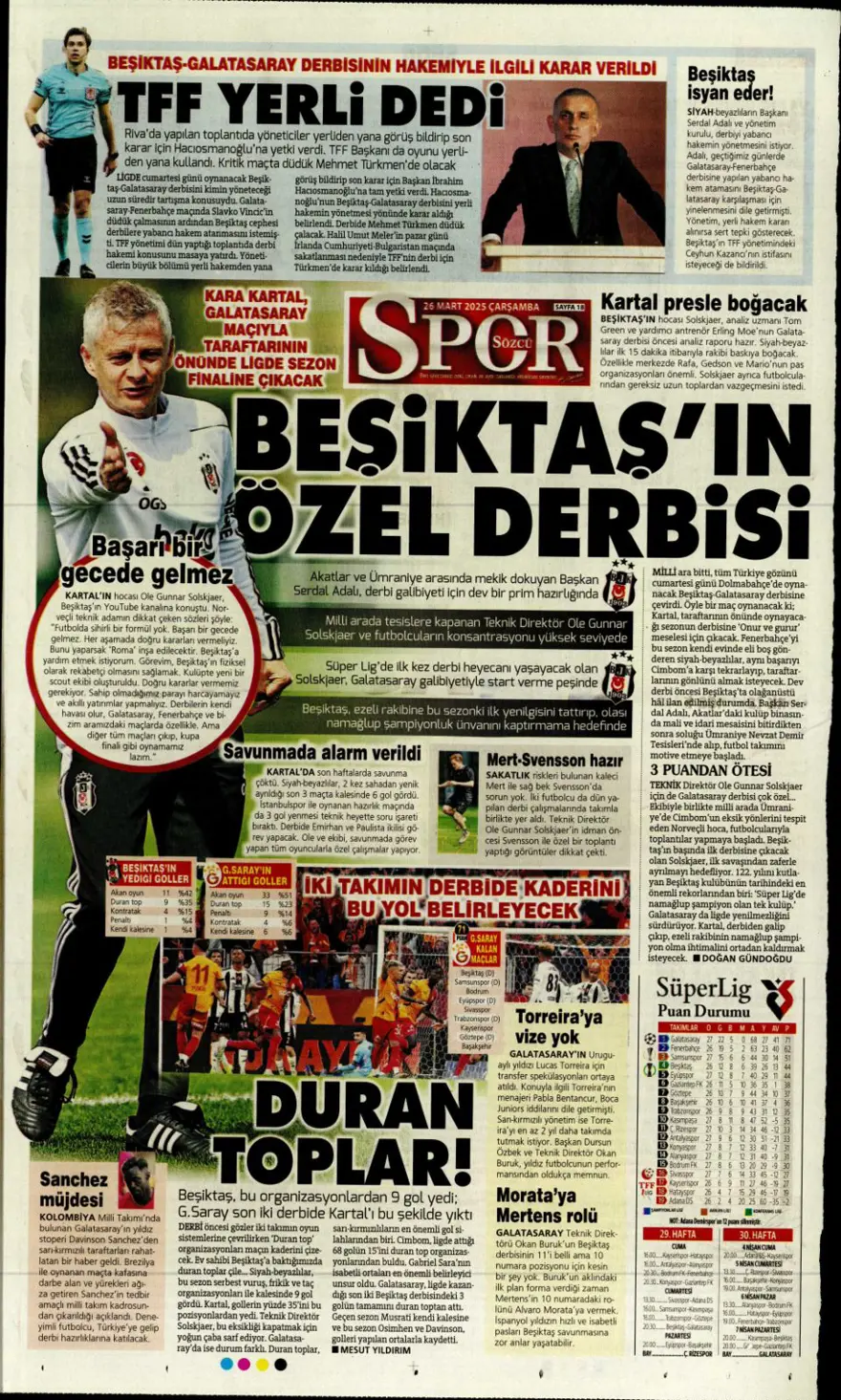 "Mourinho, Sancho'yu istedi" (26 Mart 2025 spor manşetleri) 8
