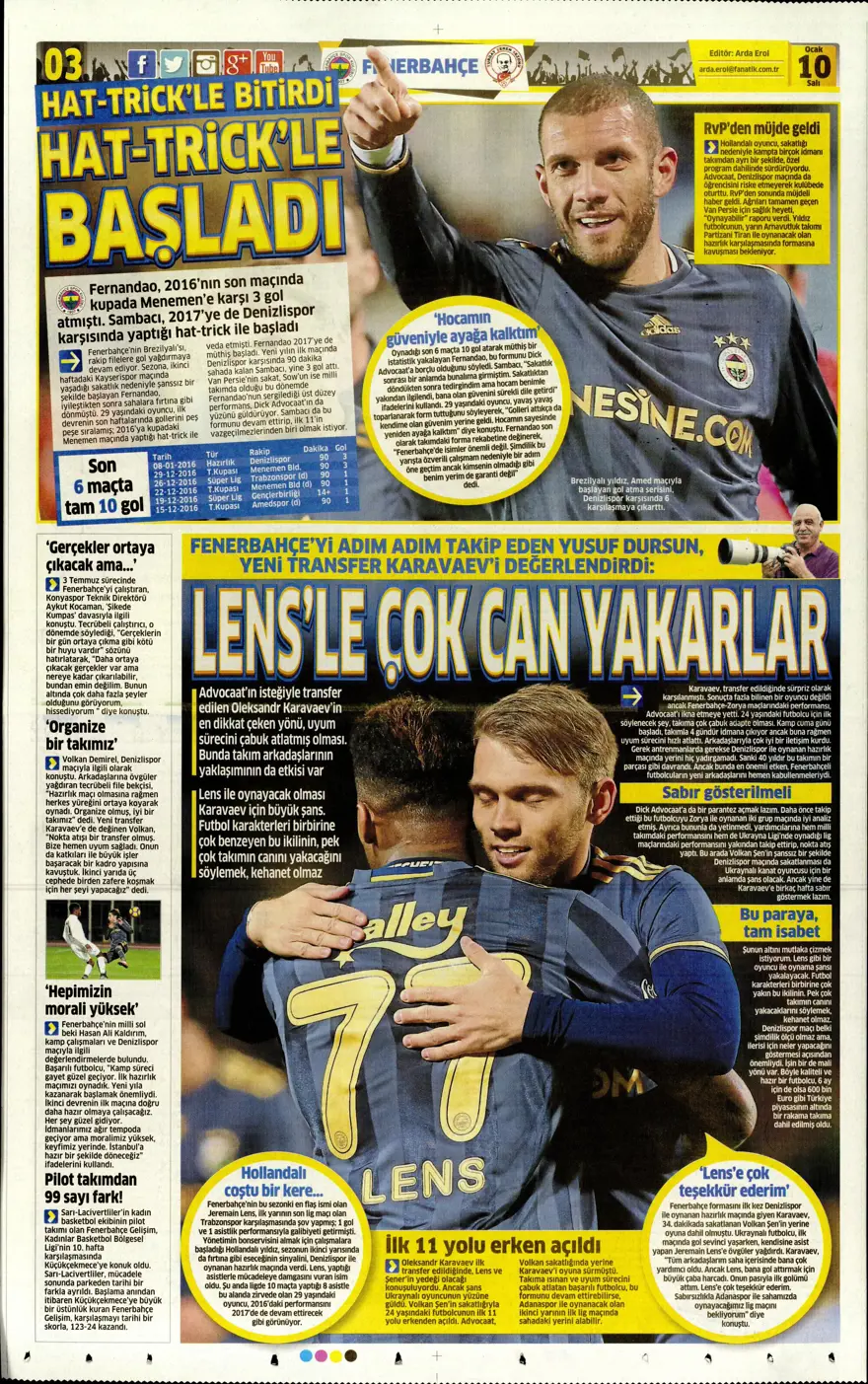 Günün spor manşetleri (10 Ocak 2017) 6