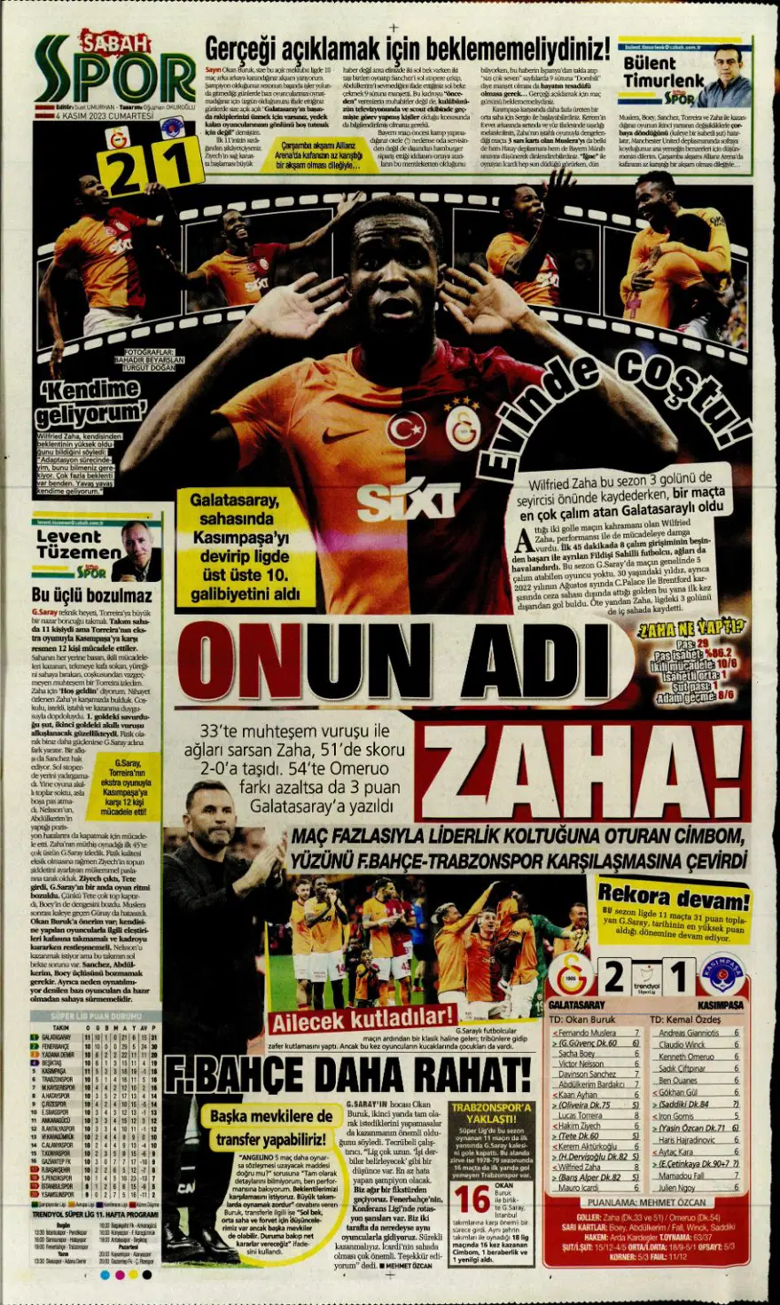 "Hesap farklı hedef aynı" (4 Kasım 2023 spor manşetleri) 23
