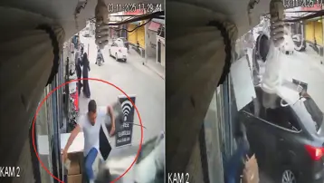 Otomobil markete daldı: Ezilmekten son anda kurtuldu