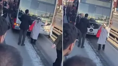 Yolcu almayan metrobüse sinirlendi: Perona inip yol kesti