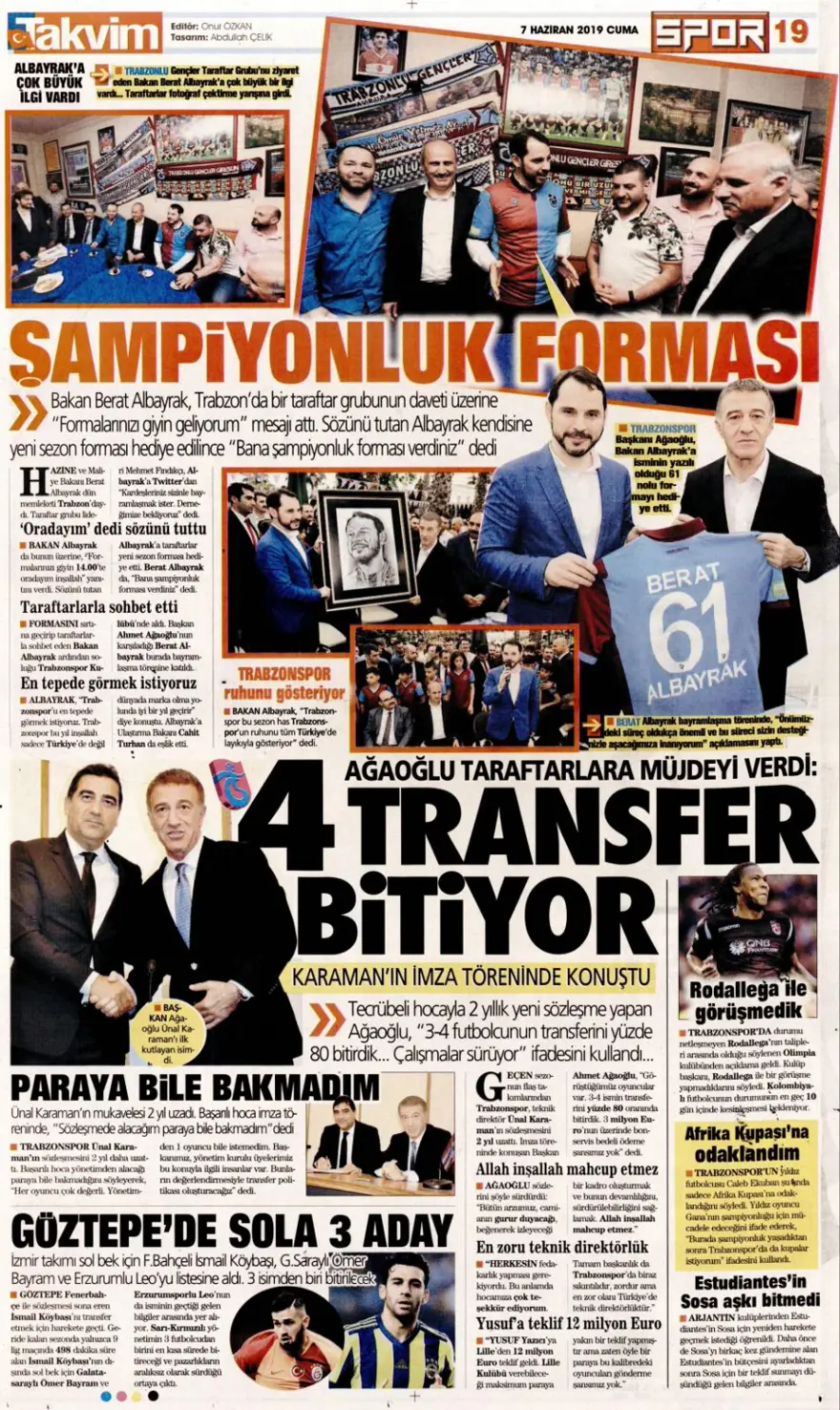 Günün spor manşetleri (7 Haziran 2019) 18