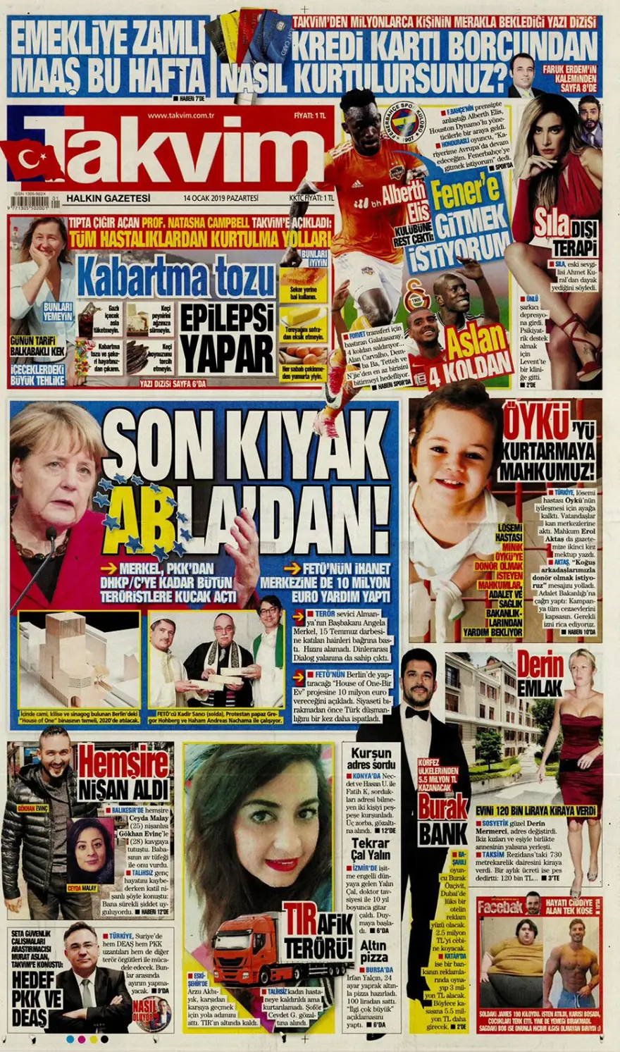 Günün gazete manşetleri - 14 Ocak 2019 5
