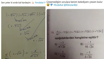 Öğrencinin çözemediği soruyu çözen belediye: Sen yeter ki evde kal kardeşim