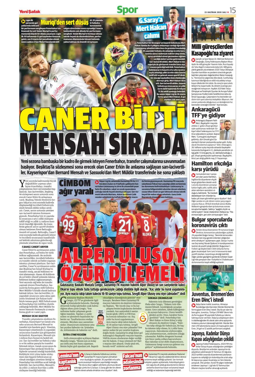 Günün spor manşetleri (23 Haziran 2020) 19