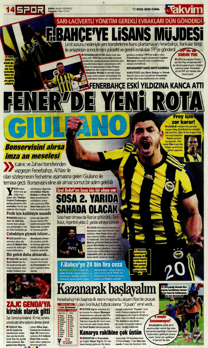 Günün spor manşetleri (11 Eylül 2020) 10