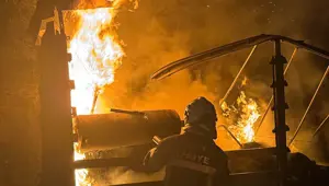 Tırda başlayan yangın ağaçlara sıçradı