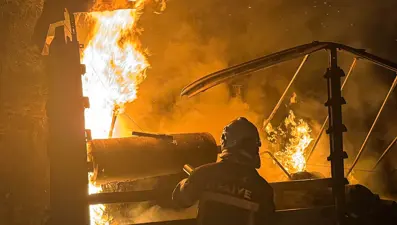 Tırda başlayan yangın ağaçlara sıçradı