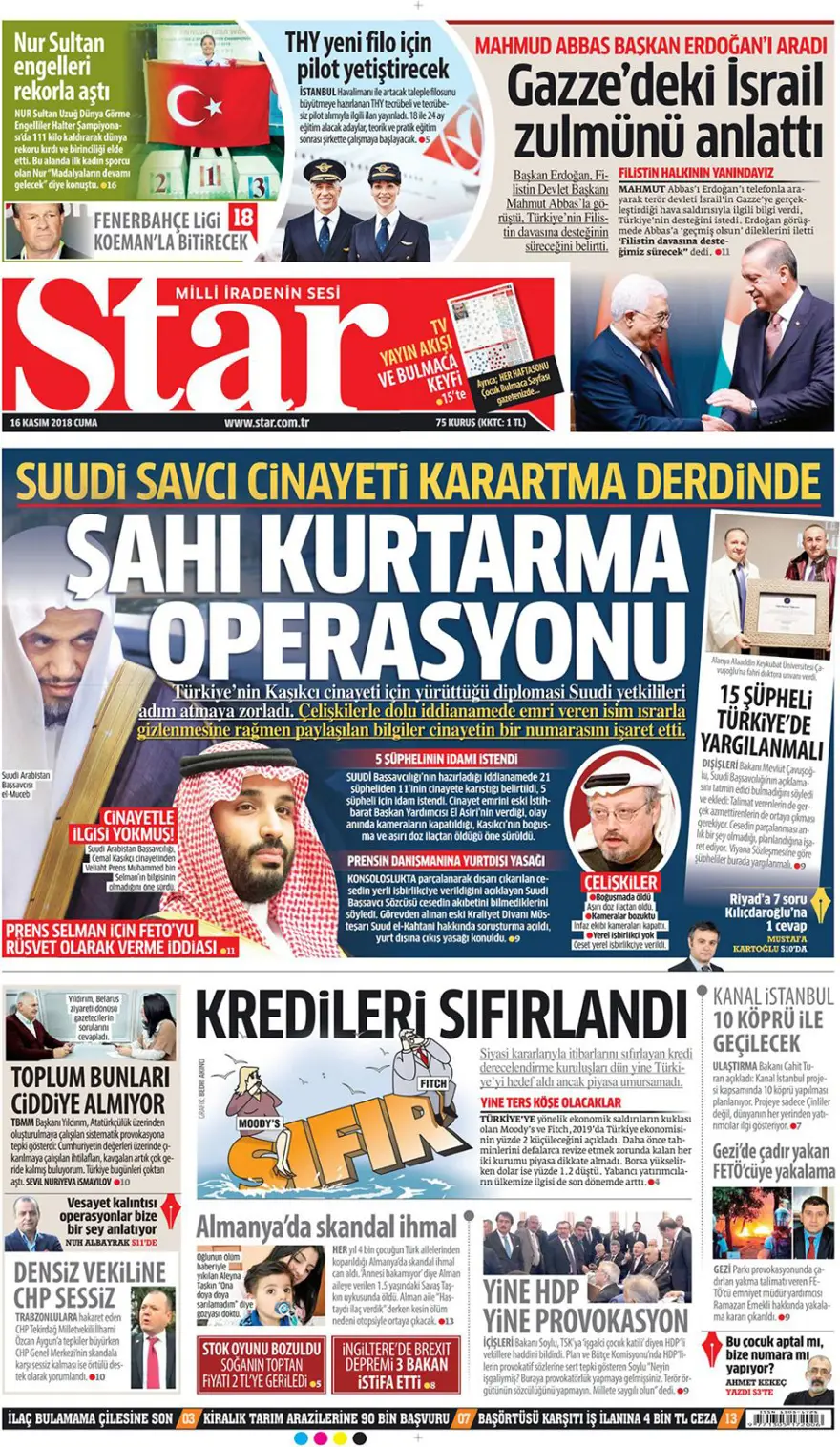 Günün gazete manşetleri - 16 Kasım 2018 7 Günün gazete manşetleri - 16 Kasım 2018 7