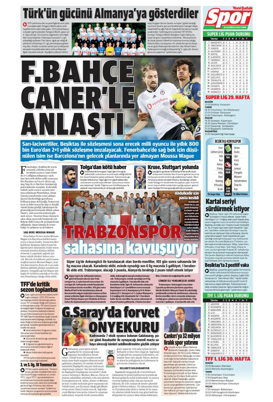 Günün spor manşetleri (26 Haziran 2020) 16