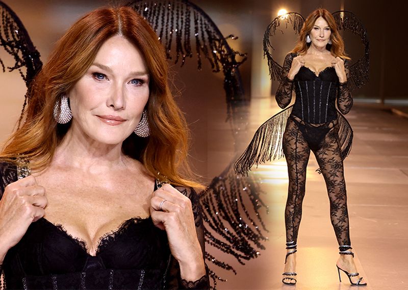 56 yaşındaki Carla Bruni ilk kez Victoria’s Secret defilesinde yürüdü