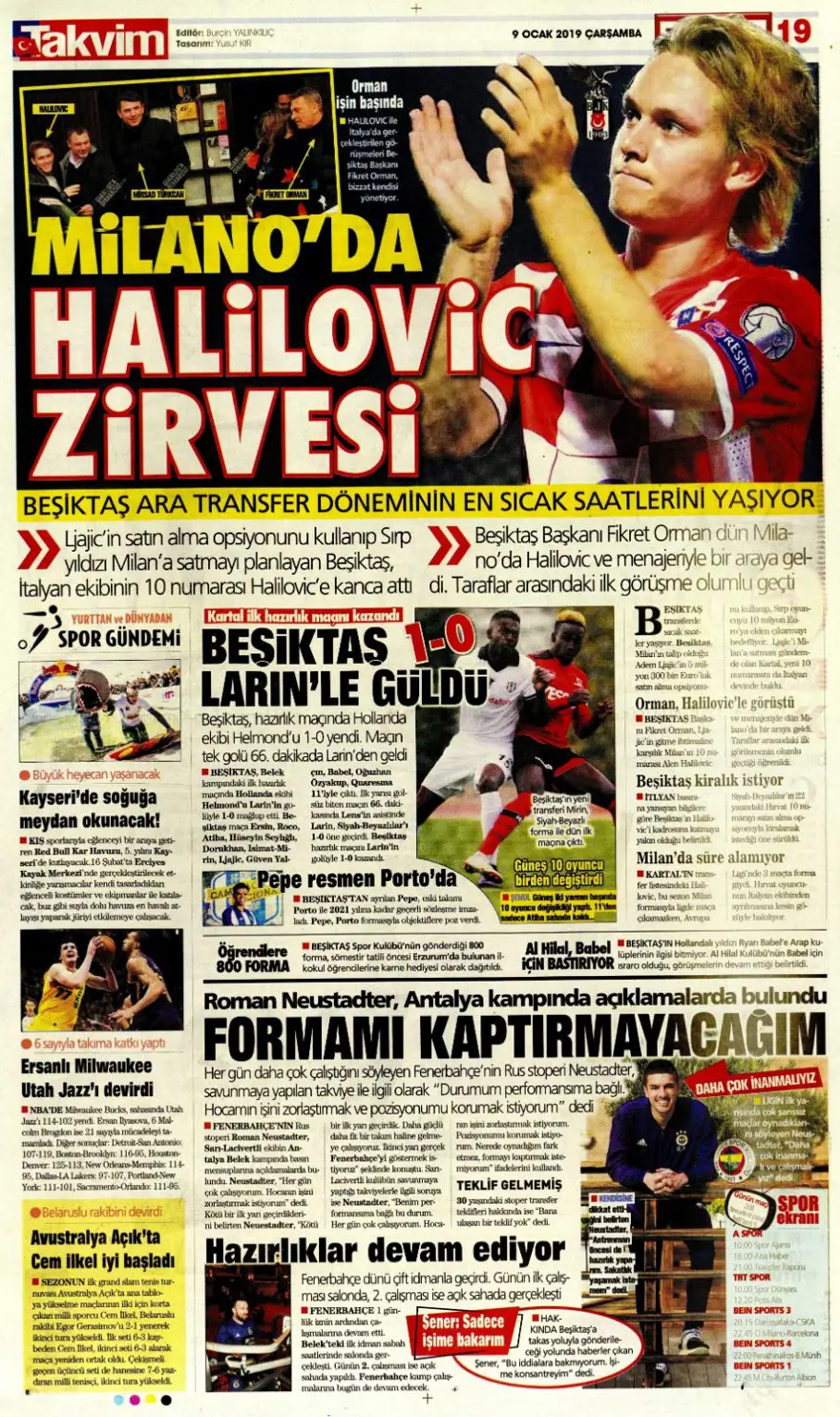 Günün spor manşetleri (09 Ocak 2019) 14