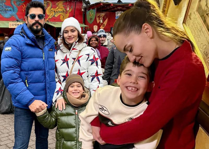Fahriye Evcen ile Burak Özçivit'in Fransa tatili: Oğulları Karan'la poz verdiler