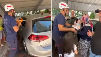Şanlıurfa'da otomobilde kilitli kalan 3 aylık bebeği itfaiye kurtardı