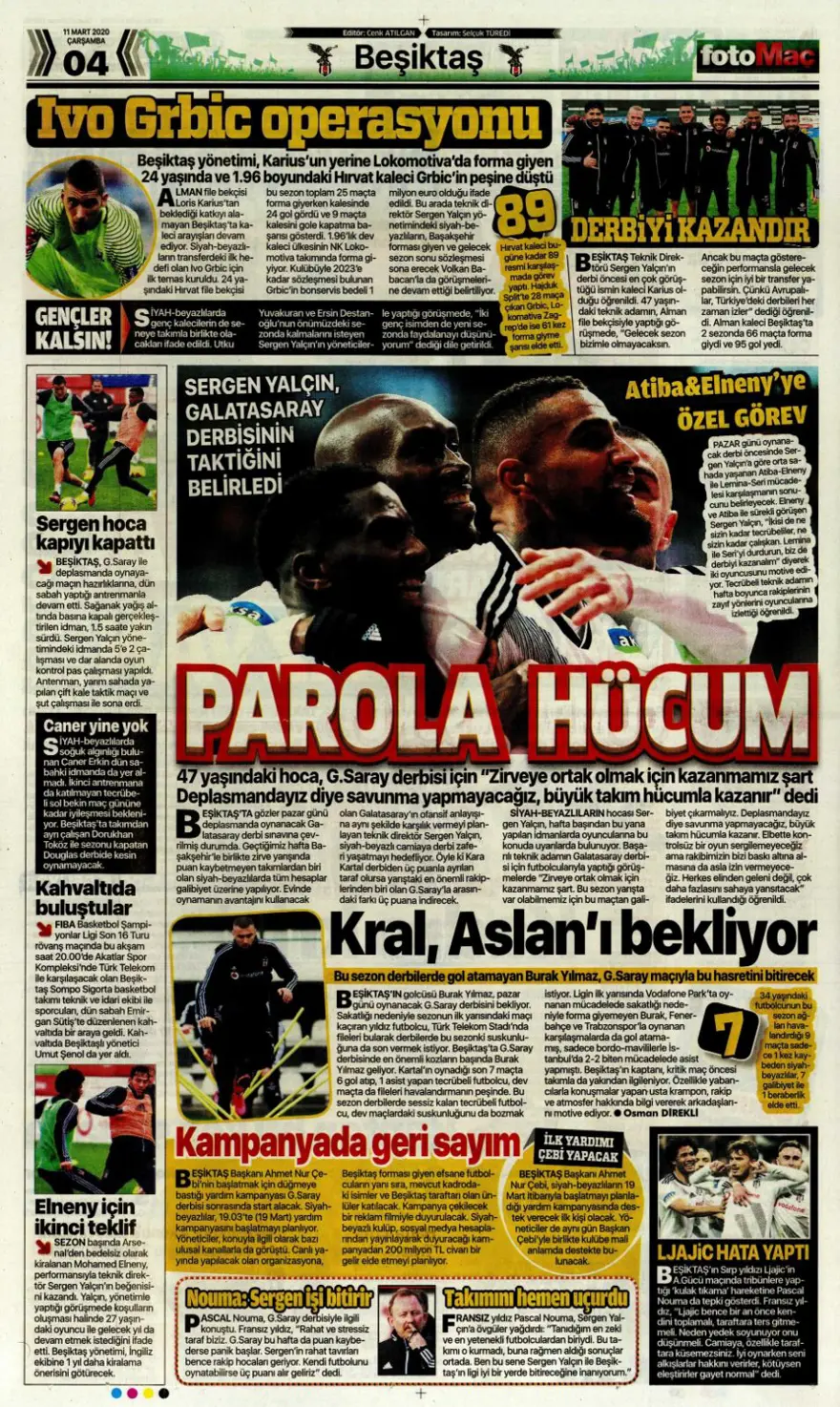 Günün spor manşetleri (11 Mart 2020) 4