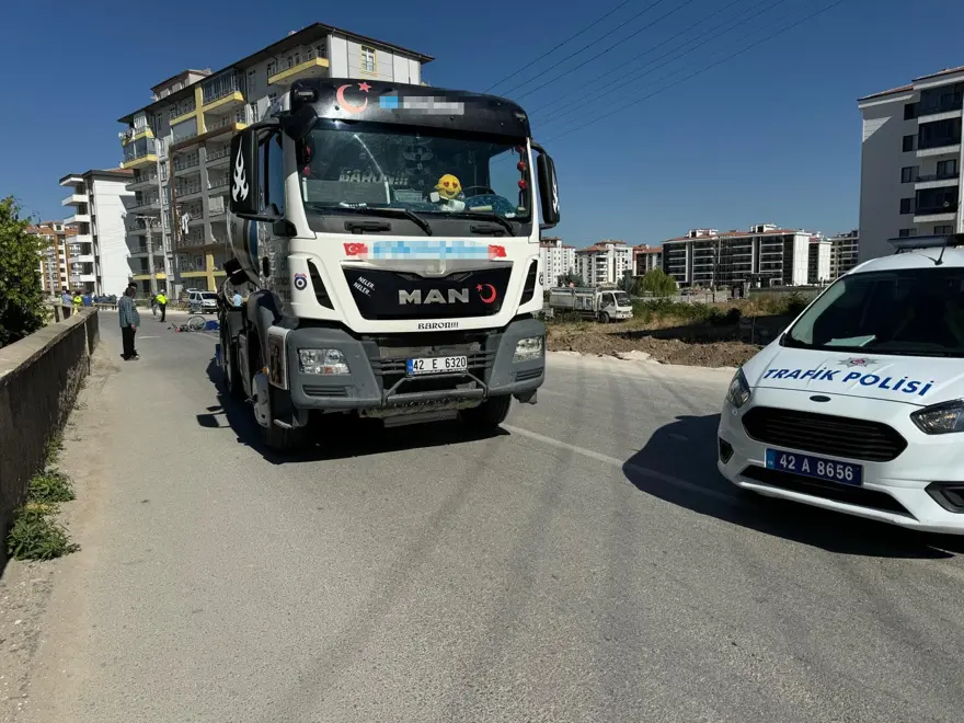 Konya’da betonmikserinin çarptığı bisikletli öldü 2